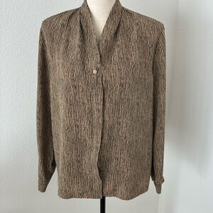 Vintage 80s Casual Corner Vertical Striped Blouse